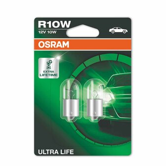 Osram Gl&uuml;hbirne R10W 12V 10W Ultra Life BA15s 2 St&uuml;ck