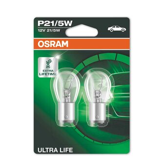 Osram Gl&uuml;hbirne P21/5W 12V Ultra Life BAY15d 2 St&uuml;ck