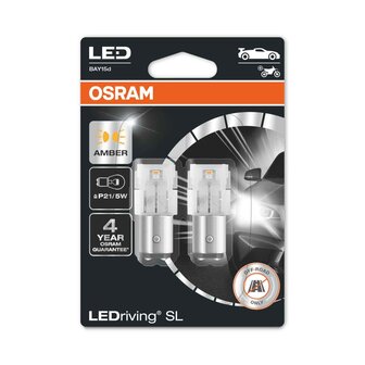 Osram P21/5W LED Retrofit Orange 12V BAY15d 2 St&uuml;ck | OFF-ROAD ONLY