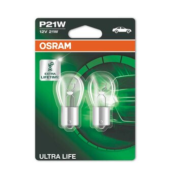 Osram Gl&uuml;hbirne P21W 12V 21W Ultra Life BA15s 2 St&uuml;ck