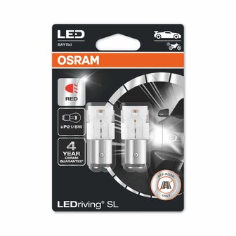 Osram P21/5W LED Retrofit Rot 12V BAY15d 2 St&uuml;ck | OFF-ROAD ONLY