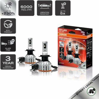Osram Night Breaker LED Start H7 ECE-zugelassenes Set | +230%