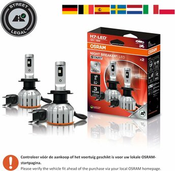 Osram Night Breaker LED Start H7 ECE-zugelassenes Set | +230%