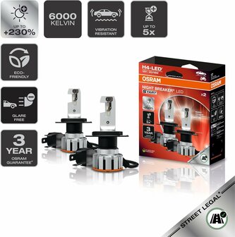 Osram Night Breaker LED Start H4 ECE-zugelassenes Set | +230%