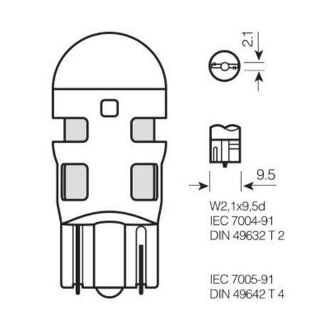 Osram W5W W2.1x9.5d LED Retrofit Groen Set 12 volt