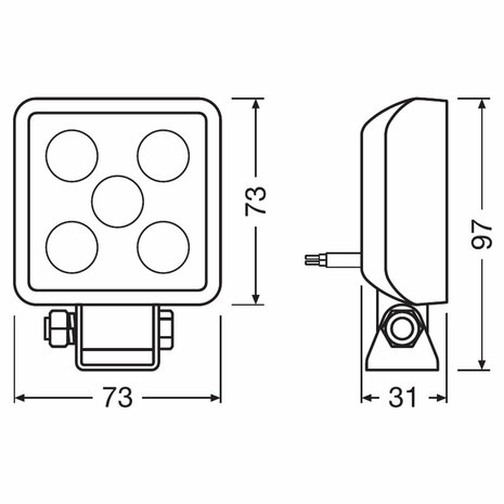 Osram Mini LED Arbeitsscheinwerfer Eckig VX70-WD 2 Stück