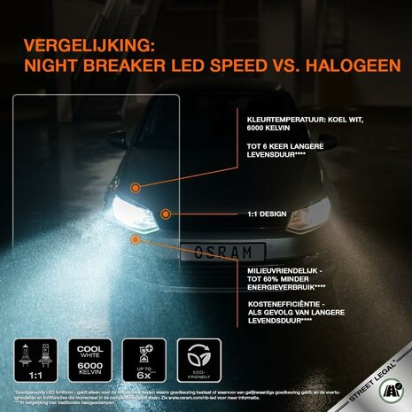 Osram Night Breaker LED Speed H7 450 Street Legal Set | +450%