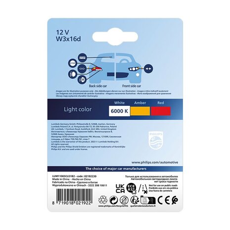 Philips LED Retrofit Wei&szlig; W21W 12V W3x166d 2 St&uuml;ck