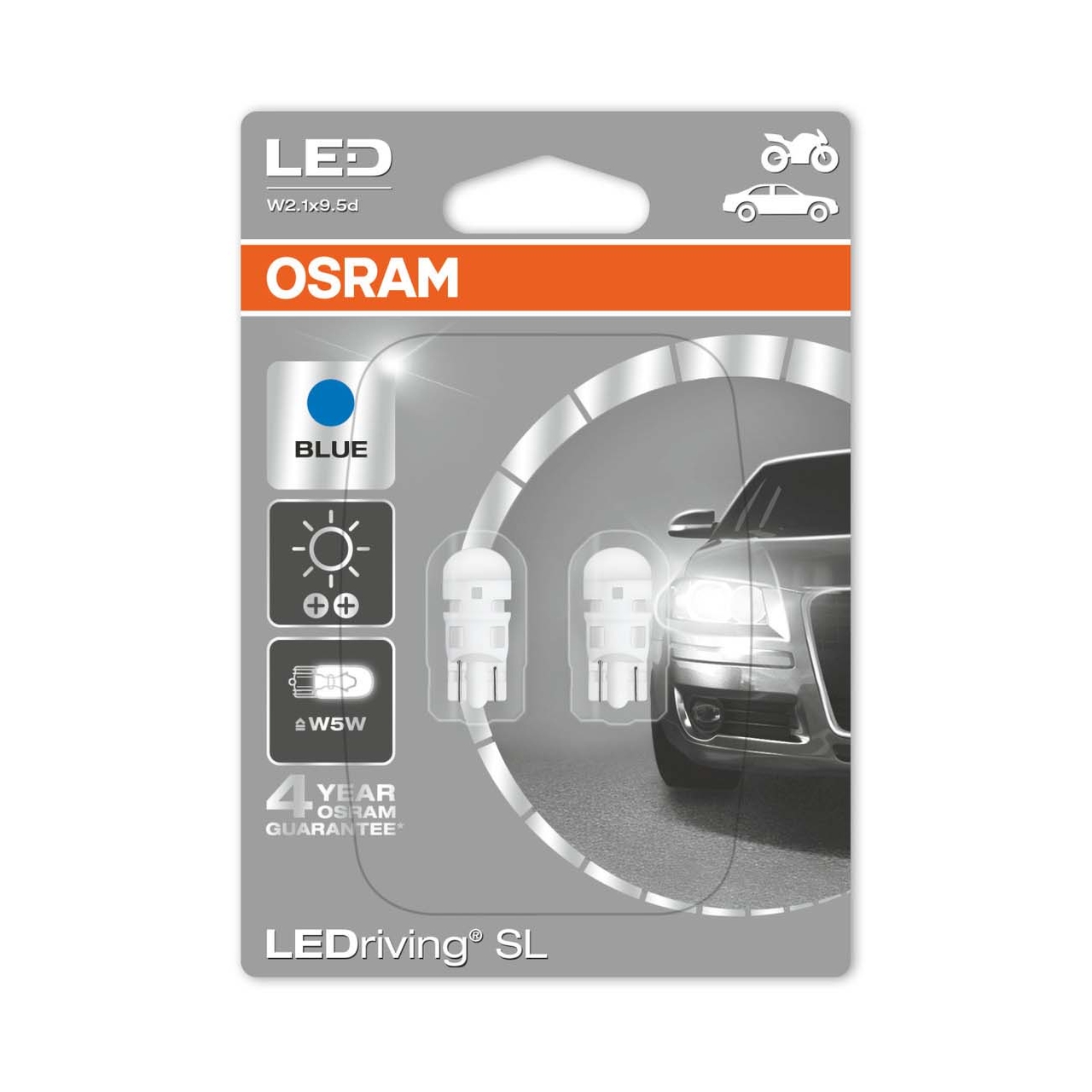 2x For OSRAM 2980CW Car Auxiliary Bulbs LED W5W 12V1.5W W2.1x9.5d OW
